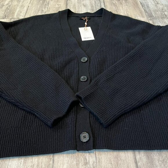 NWT! Quince Mongolian Cashmere Fisherman Boxy Cropped Cardigan Sweater, Black XL - Picture 7 of 14